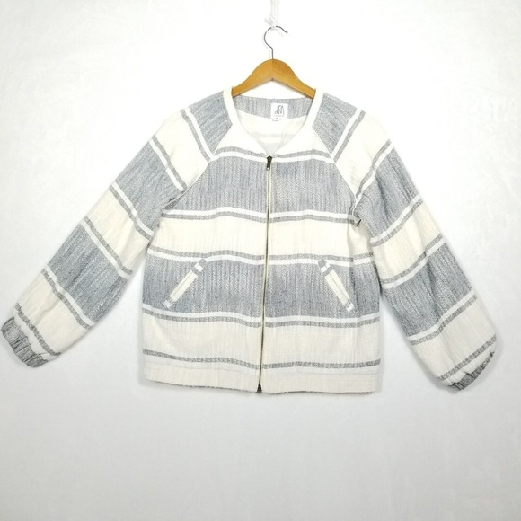 Jackets & Blazers - dRA‎ Los Angeles Jacket Women M White Cotton Lightweight Full Zip Pockets Bomber